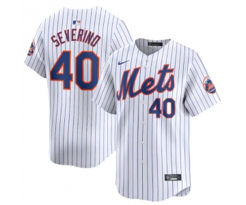 Men's New York Mets #40 Luis Severino White 2024 Home Limited Stitched Baseball Jersey