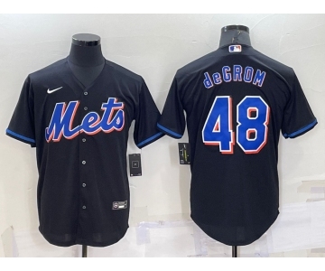 Men's New York Mets #48 Jacob deGrom Black Stitched MLB Cool Base Nike Jersey