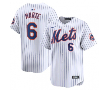 Men's New York Mets #6 Starling Marte White 2024 Home Limited Stitched Baseball Jersey