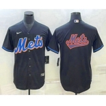 Men's New York Mets Big Logo Black Stitched MLB Cool Base Nike Jersey