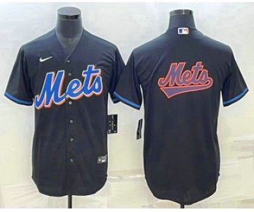 Men's New York Mets Big Logo Black Stitched MLB Cool Base Nike Jersey