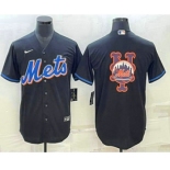 Men's New York Mets Big Logo Black Stitched MLB Cool Base Nike Jerseys