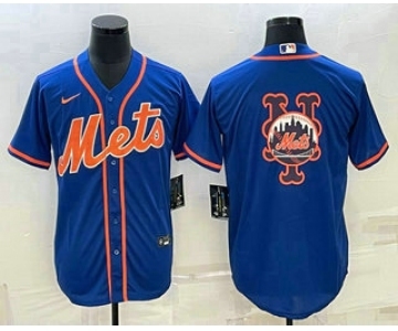 Men's New York Mets Big Logo Navy Blue Cool Base Stitched Baseball Jerseys