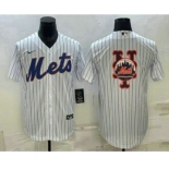 Men's New York Mets Big Logo White Cool Base Stitched Baseball Jersey