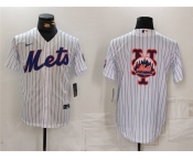 Men's New York Mets White Team Big Logo Cool Base Stitched Baseball Jersey