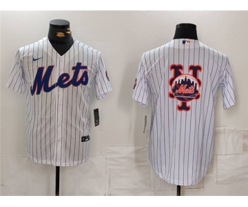 Men's New York Mets White Team Big Logo Cool Base Stitched Baseball Jersey