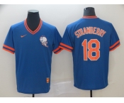 Men's Nike Majestic New York Mets #18 Darryl Strawberry Blue MLB M&N Jersey