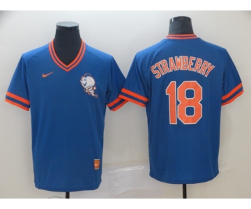 Men's Nike Majestic New York Mets #18 Darryl Strawberry Blue MLB M&N Jersey