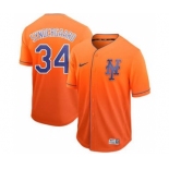 Men's Nike Mets #34 Noah Syndergaard Orange Fade Stitched Baseball Jersey