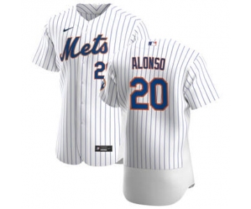 Men's Nike New York Mets #20 Pete Alonso White Home 2020 Authentic Player Baseball Jersey