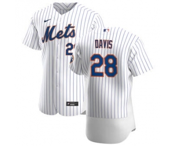 Men's Nike New York Mets #28 J.D. Davis White Home 2020 Authentic Player Baseball Jersey