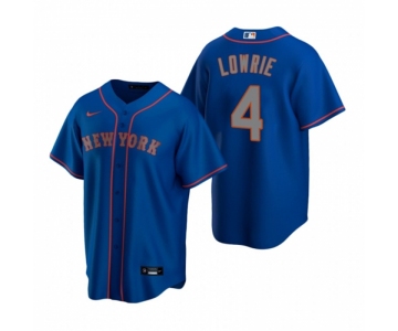 Men's Nike New York Mets #4 Jed Lowrie Royal Alternate Road Stitched Baseball Jersey