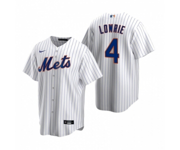 Men's Nike New York Mets #4 Jed Lowrie White 2020 Home Stitched Baseball Jersey