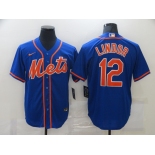 Nike Men's New York Mets #12 Francisco Lindor Blue Alternate Home Cool Base Baseball Jersey