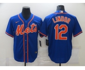 Nike Men's New York Mets #12 Francisco Lindor Blue Alternate Home Cool Base Baseball Jersey