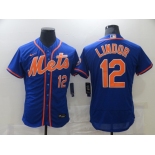 Nike Men's New York Mets #12 Francisco Lindor Blue Home Flex Base Authentic Collection Baseball Jersey