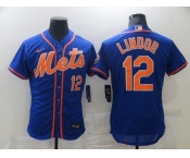 Nike Men's New York Mets #12 Francisco Lindor Blue Home Flex Base Authentic Collection Baseball Jersey