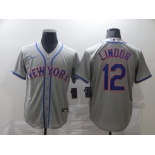 Nike Men's New York Mets #12 Francisco Lindor Grey Alternate Home Cool Base Baseball Jersey