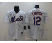 Nike Men's New York Mets #12 Francisco Lindor White Alternate Home Cool Base Baseball Jersey