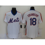 Nike Men's New York Mets #18 Darryl Strawberry Authentic White Retro Baseball Jersey