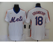 Nike Men's New York Mets #18 Darryl Strawberry Authentic White Retro Baseball Jersey