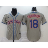 Nike Men's New York Mets #18 Darryl Strawberry Grey Alternate Home Cool Base Baseball Jersey