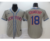 Nike Men's New York Mets #18 Darryl Strawberry Grey Alternate Home Cool Base Baseball Jersey