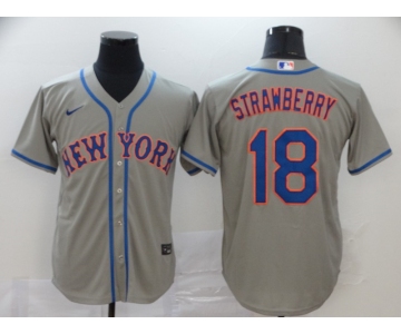 Nike Men's New York Mets #18 Darryl Strawberry Grey Alternate Home Cool Base Baseball Jersey