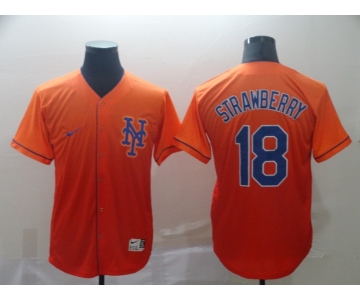 Nike Men's New York Mets #18 Darryl Strawberry Orange Drift Edition Cool Base Baseball Jersey