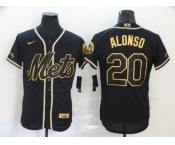 Nike Men's New York Mets #20 Pete Alonso Black Gold Fashion  Authentic Collection Baseball Jersey