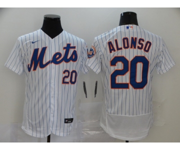 Nike Men's New York Mets #20 Pete Alonso White Home Flex Base Authentic Collection Baseball Jersey