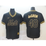 Nike Men's New York Mets #48 Jacob deGrom Authentic Black Gold Fashion Baseball Jersey