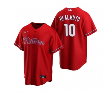 Men's Nike Philadelphia Phillies #10 J.T. Realmuto Red Alternate Stitched Baseball Jersey