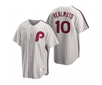 Men's Nike Philadelphia Phillies #10 J.T. Realmuto White Cooperstown Collection Home Stitched Baseball Jersey