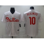 Men's Nike Philadelphia Phillies #10 J.T. Realmuto White Home Stitched Baseball Jersey