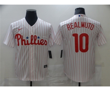 Men's Nike Philadelphia Phillies #10 J.T. Realmuto White Home Stitched Baseball Jersey