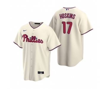 Men's Nike Philadelphia Phillies #17 Rhys Hoskins Cream Alternate Stitched Baseball Jersey