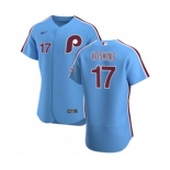 Men's Nike Philadelphia Phillies #17 Rhys Hoskins Light Blue Alternate 2020 Authentic Player Baseball Jersey