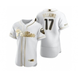 Men's Nike Philadelphia Phillies #17 Rhys Hoskins White 2020 Authentic Golden Edition Baseball Jersey