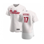 Men's Nike Philadelphia Phillies #17 Rhys Hoskins White Home 2020 Authentic Player Baseball Jersey