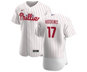 Men's Nike Philadelphia Phillies #17 Rhys Hoskins White Home 2020 Authentic Player Baseball Jersey