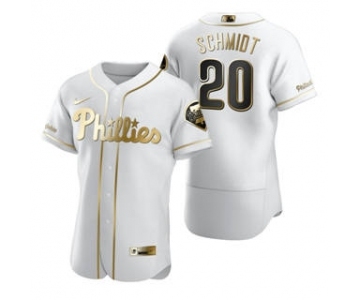 Men's Nike Philadelphia Phillies #20 Mike Schmidt White 2020 Authentic Golden Edition Baseball Jersey