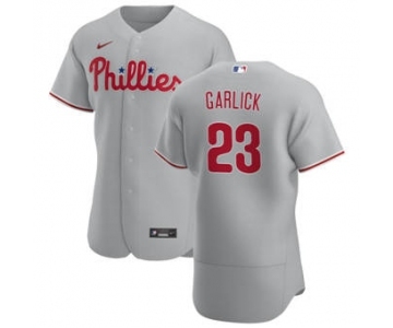 Men's Nike Philadelphia Phillies #23 Kyle Garlick Gray Road 2020 Authentic Player Baseball Jersey