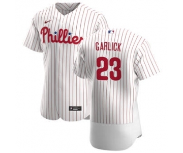 Men's Nike Philadelphia Phillies #23 Kyle Garlick White Home 2020 Authentic Player Baseball Jersey