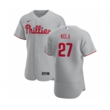 Men's Nike Philadelphia Phillies #27 Aaron Nola Gray Road 2020 Authentic Player Baseball Jersey