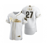 Men's Nike Philadelphia Phillies #27 Aaron Nola White 2020 Authentic Golden Edition Baseball Jersey