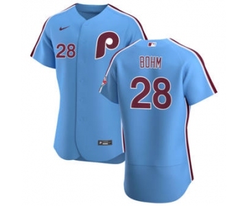 Men's Nike Philadelphia Phillies #28 Alec Bohm Light Blue Alternate 2020 Authentic Player Baseball Jersey