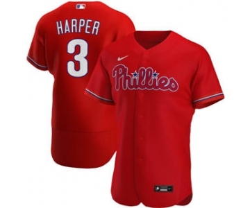 Men's Nike Philadelphia Phillies #3 Bryce Harper 2020 Red Alternate Authentic Player Baseball Jersey