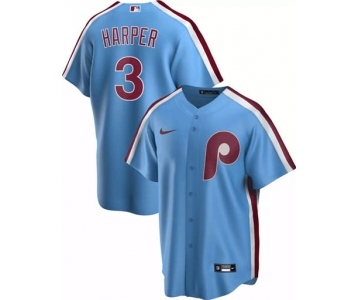 Men's Nike Philadelphia Phillies #3 Bryce Harper Blue Stitched Baseball Jersey