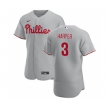 Men's Nike Philadelphia Phillies #3 Bryce Harper Gray Road 2020 Authentic Player Baseball Jersey